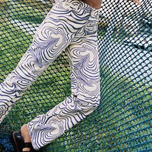 Zara printed straight leg jeans